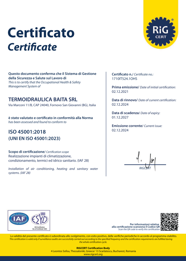 Certificazione ISO 45001